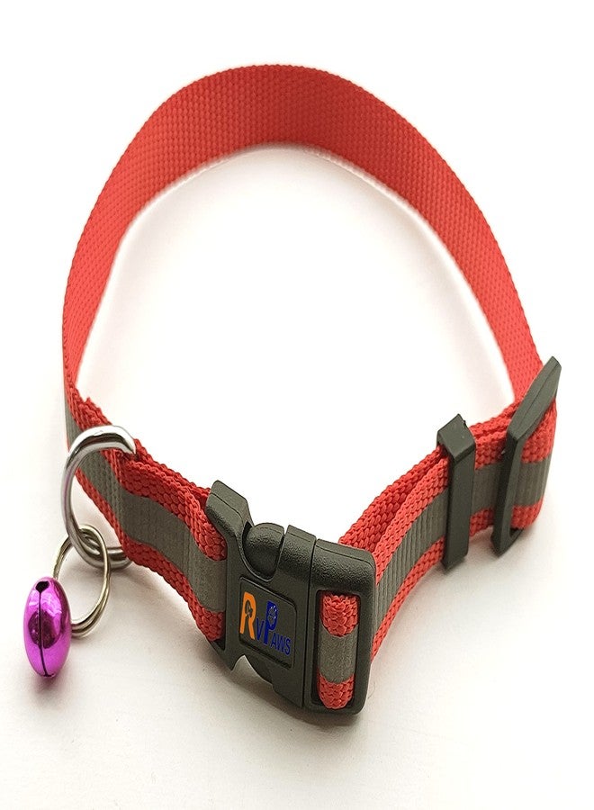 Pups&Pets طقم حزام رقبة ومقود من النايلون العاكس مع جرس من Pups&Pets، مثالي لجميع الكلاب الصغيرة والجراء - أحمر - Image 5